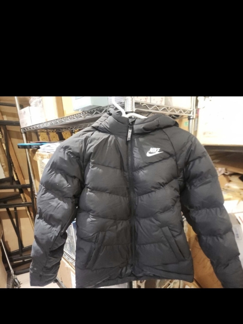 Nike Kids Black Puffer Jacket with Hood